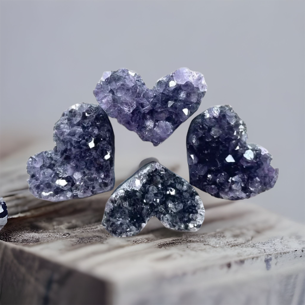 Amethyst Cluster Heart Carving